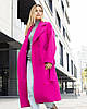 Тепле зимове вовняне жіноче довге пальто кольору фуксії, фото 6