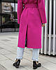 Тепле зимове вовняне жіноче довге пальто кольору фуксії, фото 7