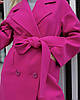 Тепле зимове вовняне жіноче довге пальто кольору фуксії, фото 8