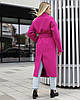 Тепле зимове вовняне жіноче довге пальто кольору фуксії, фото 5