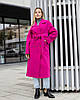 Тепле зимове вовняне жіноче довге пальто кольору фуксії, фото 3