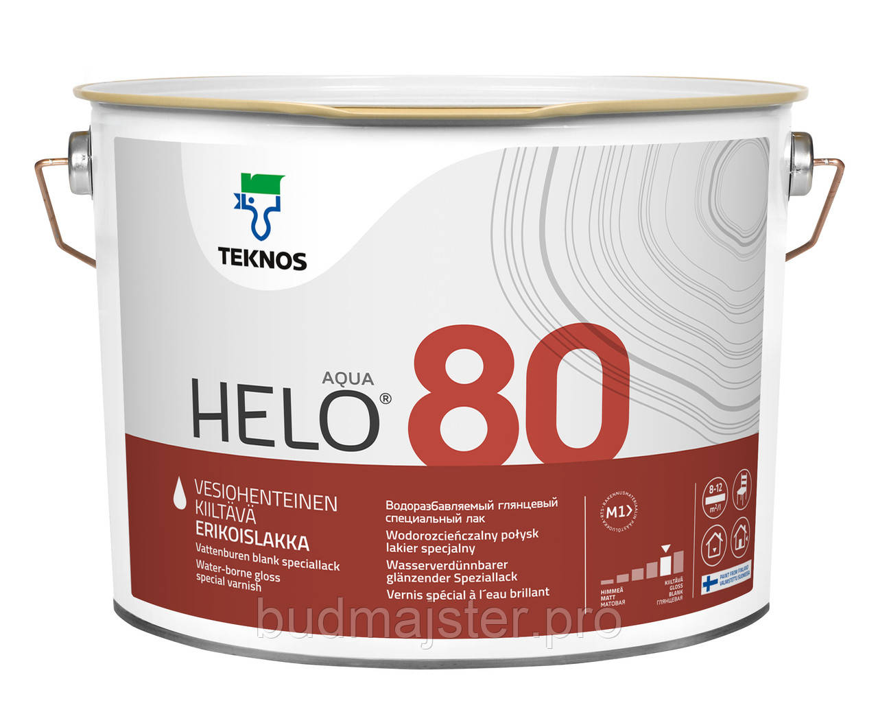 Лак Teknos HELO AQUA 80 глянцевий, 9 л.