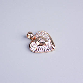 Кулон Xuping Позолота 18К Серце з білими стразами d-15х17мм+-