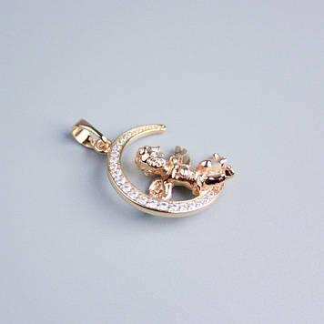 Кулон Xuping Позолота 18К Ангел на місяці з білими стразами d-20мм+-