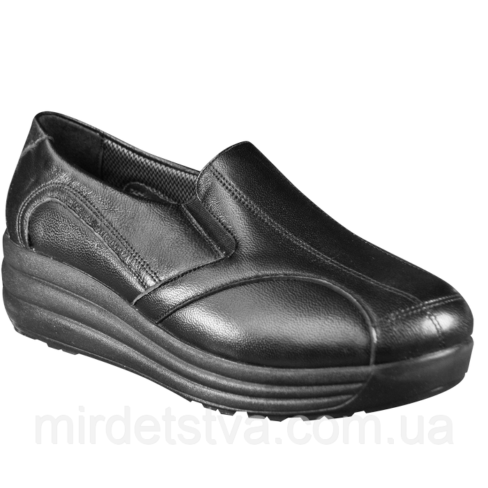 Жіночі підліткові ортопедичні шкіряні туфлі чорного кольору Форест Орто 4Rest Orto розмір 36-42
