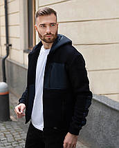 Тепла кофта на блискавці темно-синя, фото 4