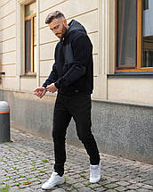 Тепла кофта на блискавці темно-синя, фото 5