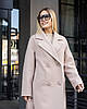 Зимове жіноче тепле світле світле пальто двобортне з високим вмістом вовни, фото 4