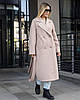 Зимове жіноче тепле світле світле пальто двобортне з високим вмістом вовни, фото 10