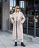 Зимове жіноче тепле світле світле пальто двобортне з високим вмістом вовни, фото 9