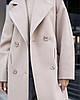 Зимове жіноче тепле світле світле пальто двобортне з високим вмістом вовни, фото 5