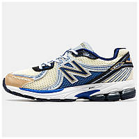 Мужские кроссовки New Balance 860 v2 Aime Leon Dore Beige Blue, кожаные кроссовки нью беланс 860 в2 NB 860 нб