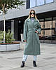 Якісне жіноче кашемірове двобортне пальто в оливковому кольорі, фото 2