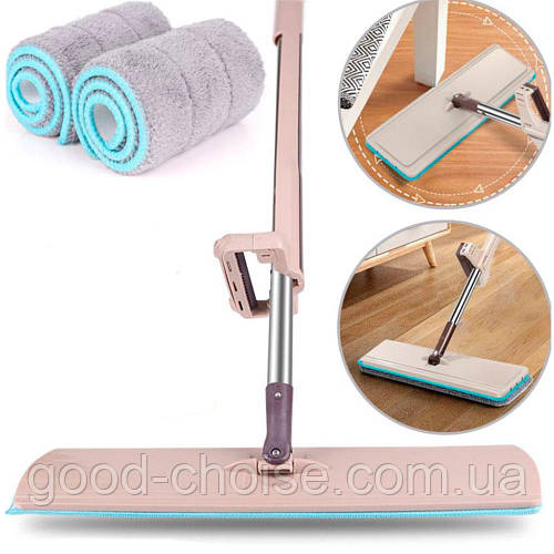 Телескопическая швабра лентяйка с отжимом (12*35 см) Spin Mop 360 ...