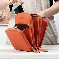 Маленька жіноча сумка через плече, сумка жіноча портмоне з якісної екошкіри коричнева