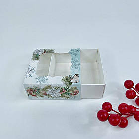 Коробка для пряника, 80*80*35 мм, з вікном, "Святкова гілочка"