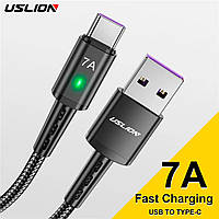 Кабель USLION USB TYPE-C для зарядки и передачи данных Черный