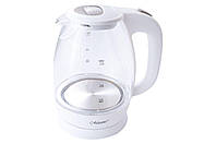 Электрочайник Maestro MR-063-White белый, электрический чайник из термостойкого стекла 1.7л 1850-2200 Вт
