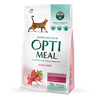 Optimeal сухий корм для дорослих котів телятина 0,65КГ
