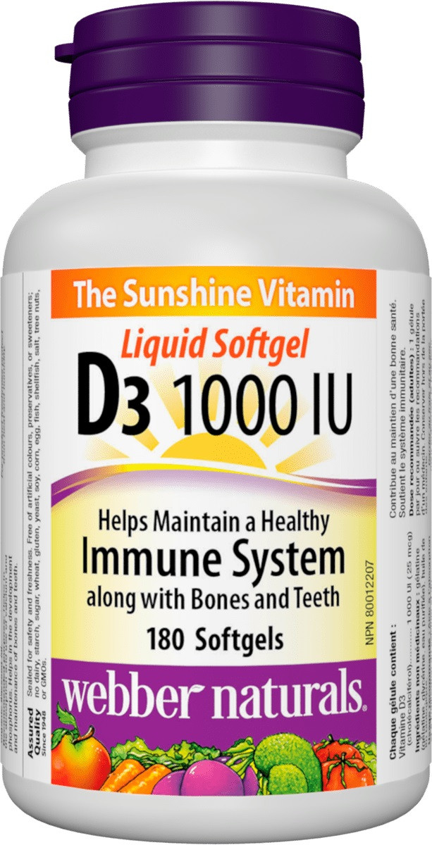 Вітамін D3 Webber Naturals Vitamin D3 1000 IU 180 softgels