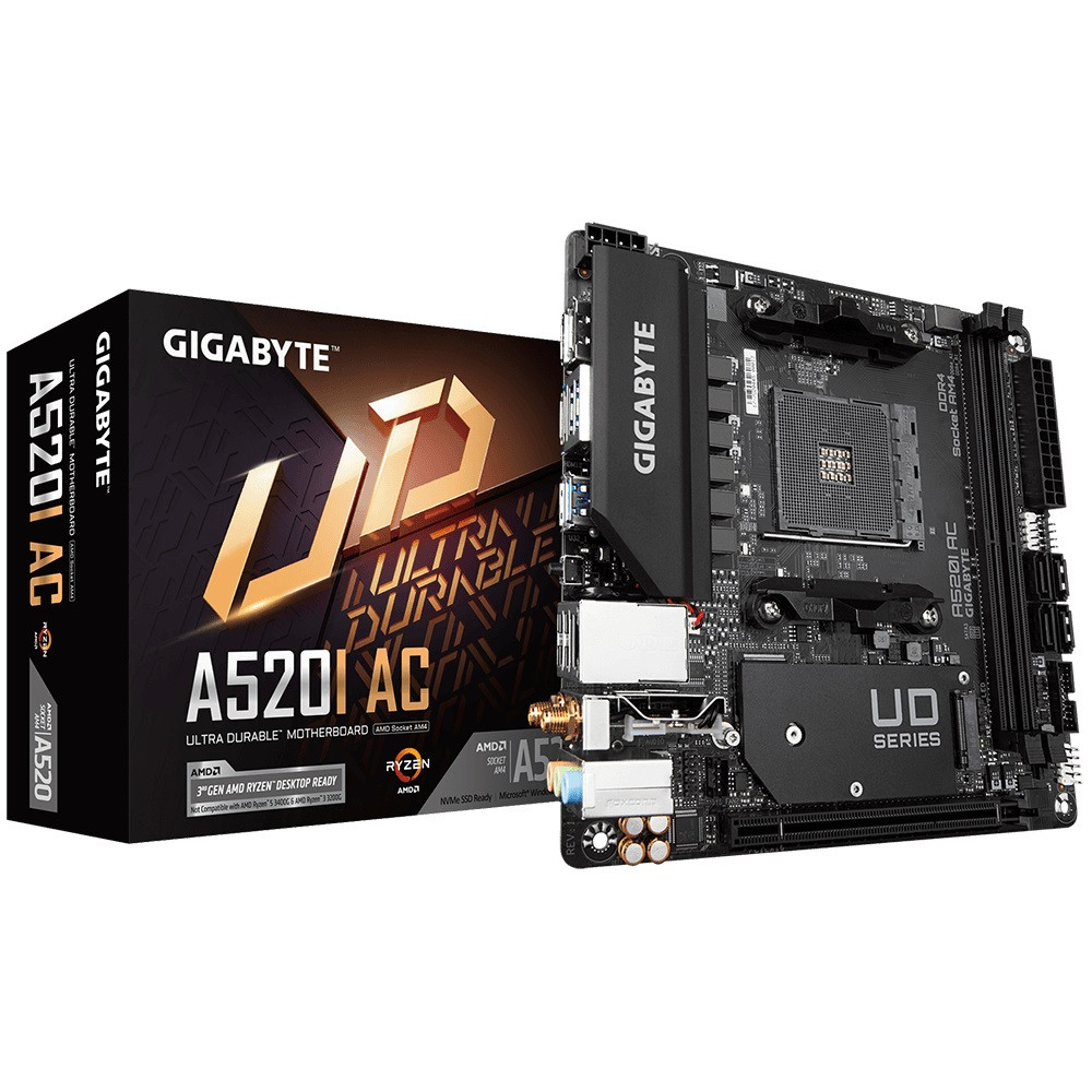 Материнська плата Gigabyte A520I AC (Socket AM4, AMD A520, Mini-ITX)