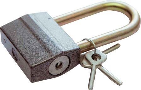 Замок навісний дисковий ЗВСУ-3 (Автомат) алюміній 3 ключа довга дужка