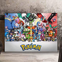 Металлический плакат Покемон "Покемоны региона Калос" Pokemon
