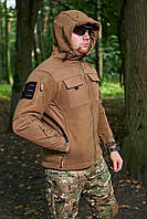 Флисовая куртка койот с защитными накладками Флиска армейская военная Флисова кофта с капюшоном XXL
