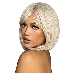 Перука пепельний Blond каре, натуральне синтетичне волосся, фото 2
