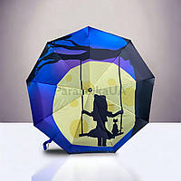 Яскрава жіноча парасолька автомат "Срібний дощ" на 9 спиць, компактна парасолька із системою антивітер