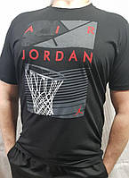 Мужская спортивная футболка Jordan черная трикотаж коттон