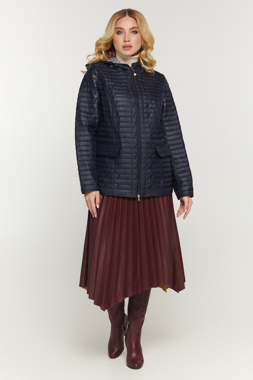 Куртка стьобана жіноча синя батал легка тонка 48 синя, фото 1