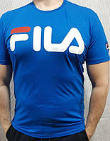 Мужская спортивная футболка Fila синяя трикотаж коттон