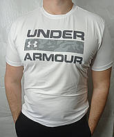 Мужская спортивная футболка Under Armour белая тренировочная синтетическая