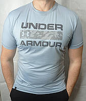 Мужская спортивная футболка Under Armour голубая тренировочная синтетическая