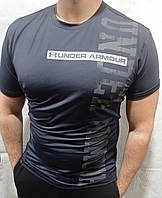 Мужская спортивная футболка Under Armour тёмно-синяя тренировочная синтетическая