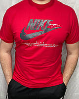 Мужская спортивная футболка Nike красная трикотаж коттон
