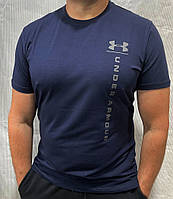 Мужская спортивная футболка Under Armour темно-синяя трикотаж коттон