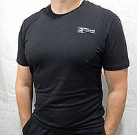 Мужская спортивная футболка Puma черная трикотаж коттон