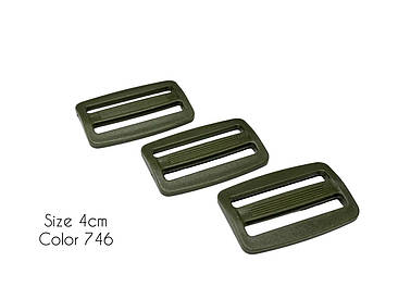 Пряжка "Перетяжка" для ремінної стрічки двощілинна 40мм Хакі пластикова