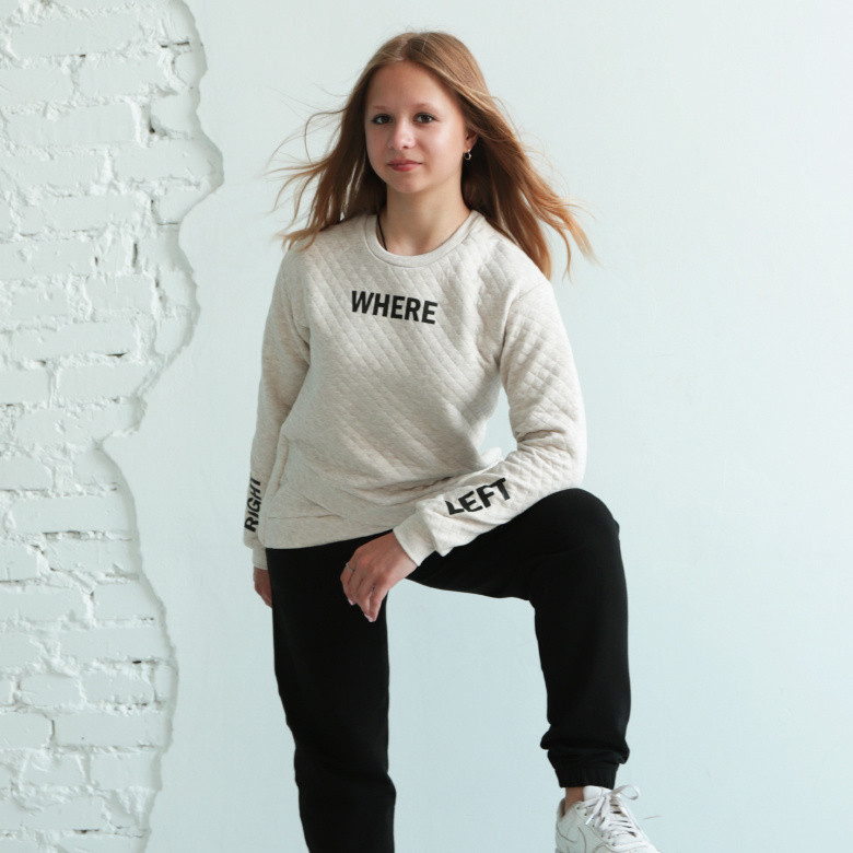 Підлітковий свитшот "Where" для девочки Gbi Teens Бежевый р.140 (13765)