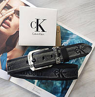 Шкіряний ремінь для джинсів Calvin Klein чорний тертка