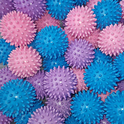 М'яч масажний, твердий, блакитний, діаметр 75 мм, голчастий тактильний м'ячик, для дітей та дорослих, фото 2