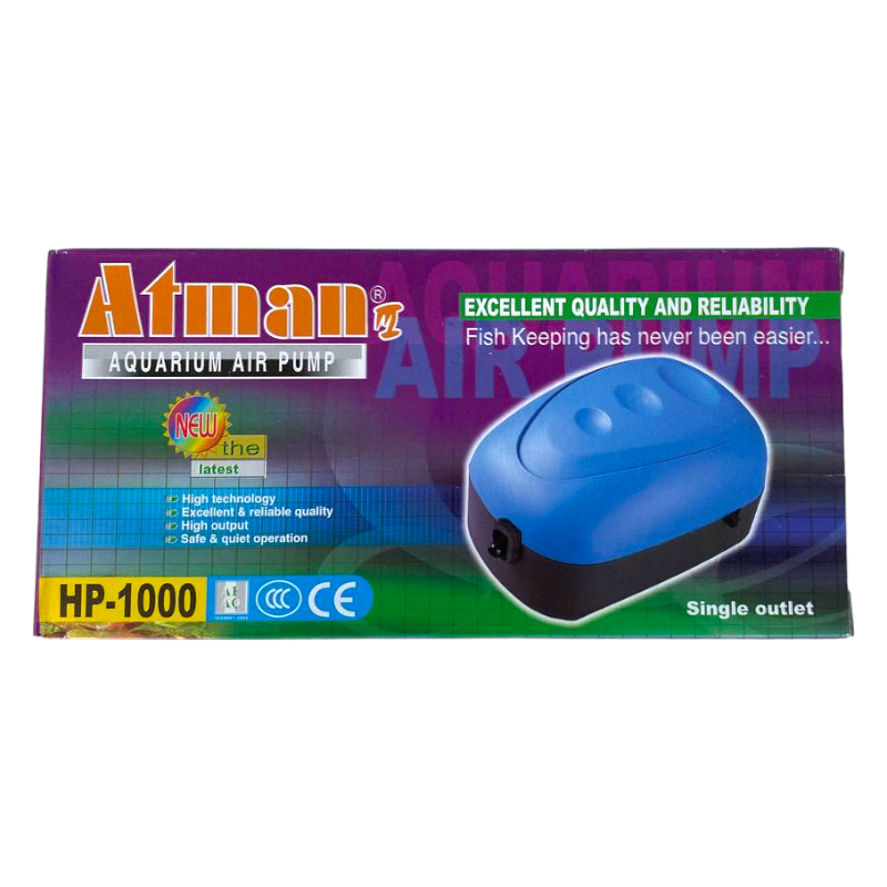 Одноканальний компресор для акваріума Atman HP-1000, фото 1