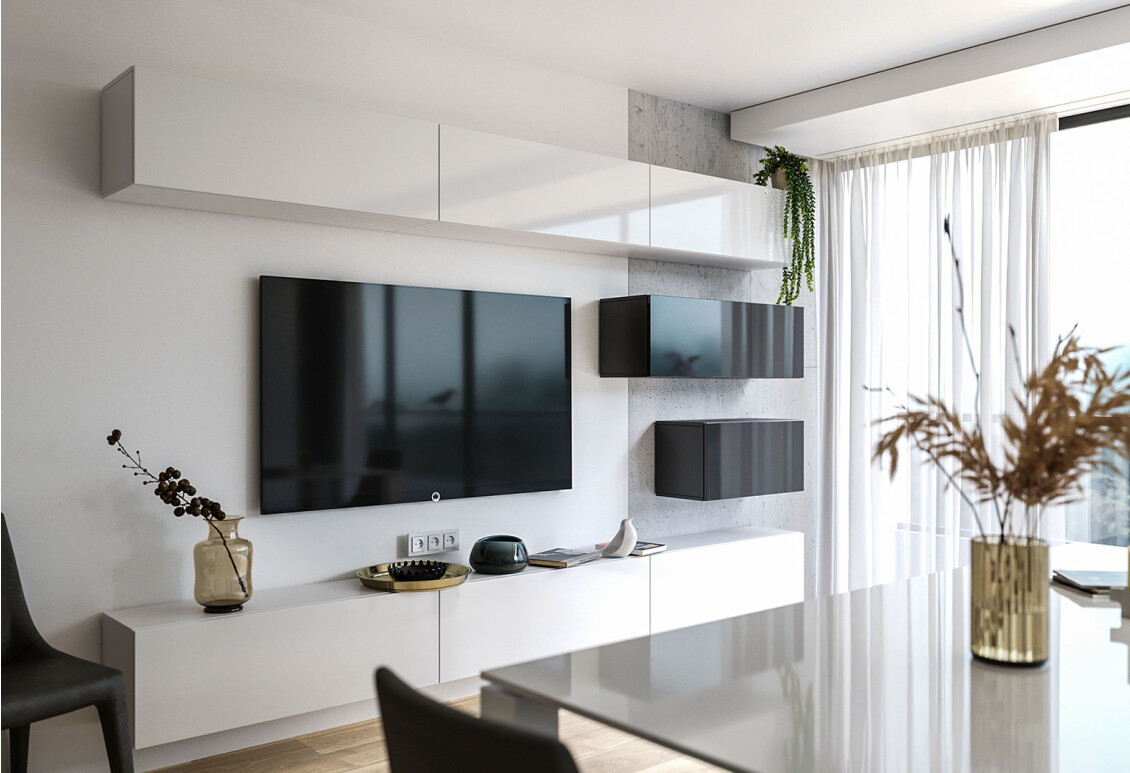 Вітальня Box F5 (глянець білий / глянець чорний) Міро-Марк, фото 1