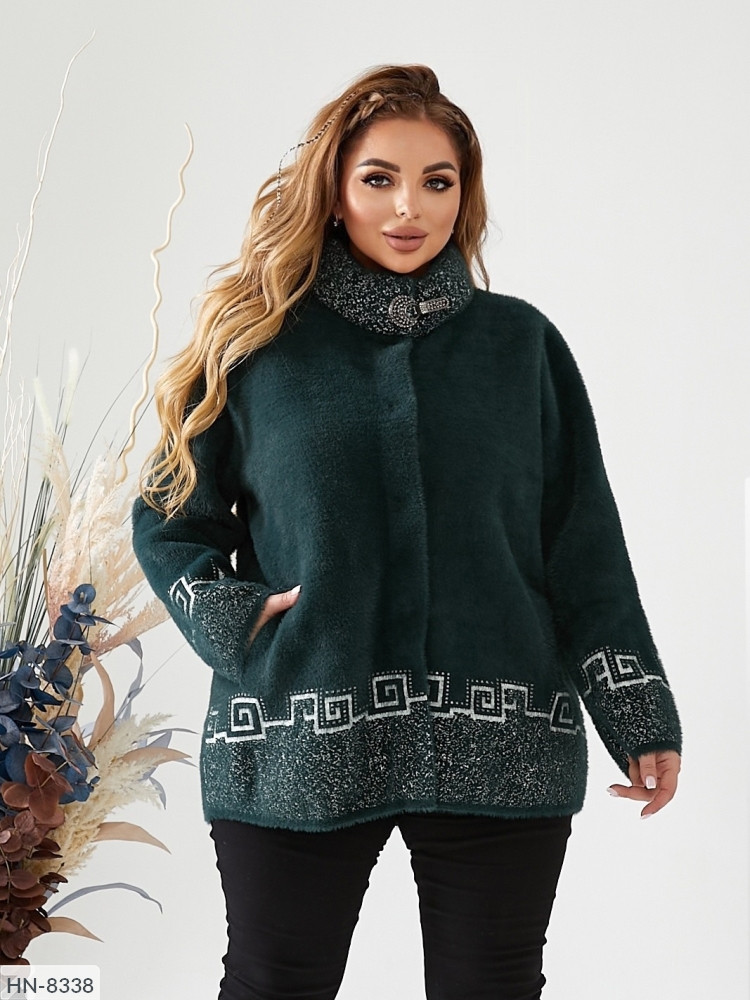 Жіноча тепла куртка альпака великого розміру (900)