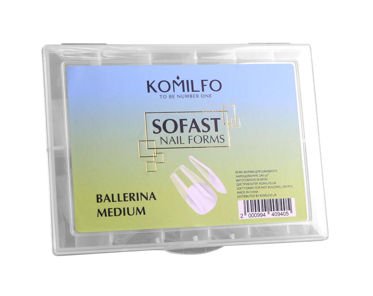 Гелеві тіпси для нарощення нігтів Komilfo SoFast Nail Forms Ballerina Medium, 240 шт, фото 1