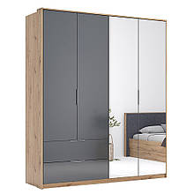 Шафа (шкаф) в спальню з ЛДСП 4Д2Ш Реймонд Миро-Марк Дуб Артізан/Білий глянець