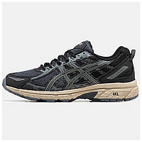 Мужские кроссовки Asics Gel Venture 6 Black Khaki, черные кожаные кроссовки асикс гель вентуре 6