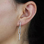 Жіночі сережки з кубічним цирконієм в родії та в позолоті, фото 4